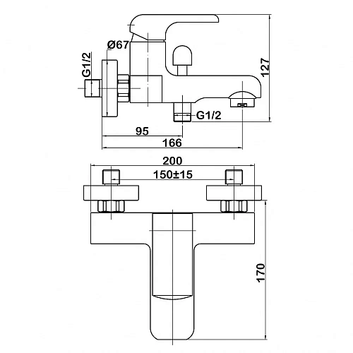 Смеситель для ванны Swedbe Iris 2230 Смеситель для ванны Swedbe Iris 2230