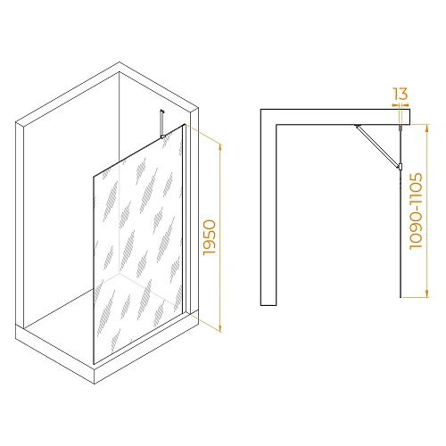 Душевая перегородка RGW Walk In WA-110B 1100 мм 351011011-34 черный, Easy Clean Душевая перегородка RGW Walk In WA-110B 1100 мм 351011011-34 черный, Easy Clean