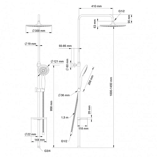 Душевая система Swedbe Hermes 5001 Душевая система Swedbe Hermes 5001