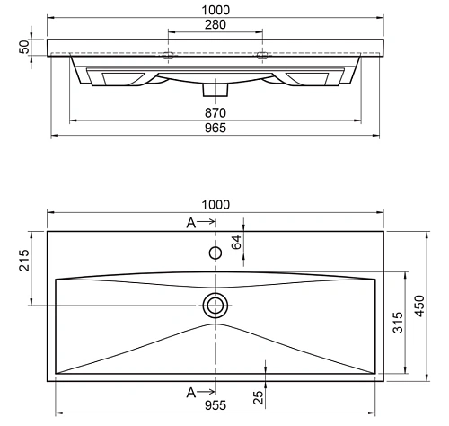 Раковина BelBagno BB-0324-100-LVB 450x1000 мм Раковина BelBagno BB-0324-100-LVB 450x1000 мм