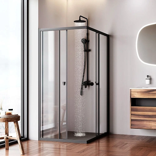 Душевой уголок AM.PM Sunny W87G-403-12090-BT 120x90 черный, стекло прозрачное Душевой уголок AM.PM Sunny W87G-403-12090-BT 120x90 черный, стекло прозрачное