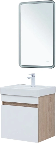 Тумба под раковину Aquanet Оптима 50 00344798 дуб светлый/белый сатин Тумба под раковину Aquanet Оптима 50 00344798 дуб светлый/белый сатин