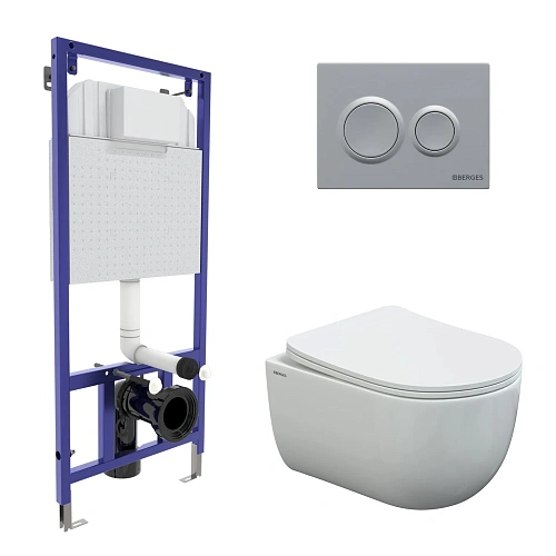 Комплект инсталляции BERGES NOVUM525, с клавишей смыва О2 матовый хром, унитазом VENTAS Rimless и сиденьем Ventas Slim SO, микролифт, быстросъем 043240 Комплект инсталляции BERGES NOVUM525, с клавишей смыва О2 матовый хром, унитазом VENTAS Rimless и сиденьем Ventas Slim SO, микролифт, быстросъем 043240