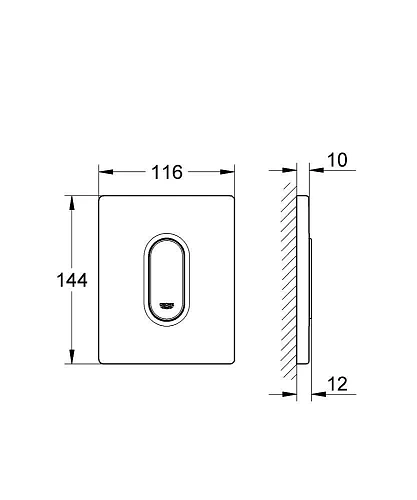 Клавиша смыва для писсуара GROHE Arena Cosmopolitan (1 режим смыва), хром (38857000) Клавиша смыва для писсуара GROHE Arena Cosmopolitan (1 режим смыва), хром (38857000)