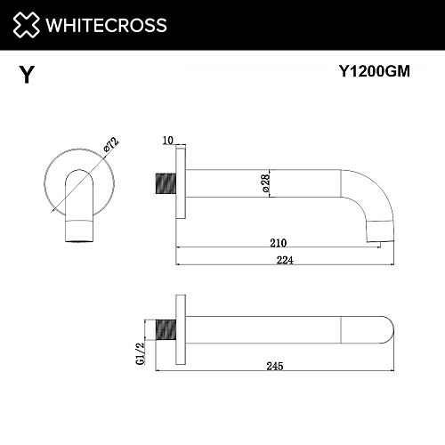 Излив WHITECROSS Y1200GM оружейная сталь Излив WHITECROSS Y1200GM оружейная сталь