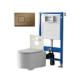 Комплект инсталляции Point Элемент PN45120 с клавишей смыва Афина, бронза брашированная, PN44041BB и унитазом Веста белый, с сиденьем микролифт PN41701 Комплект инсталляции Point Элемент PN45120 с клавишей смыва Афина, бронза брашированная, PN44041BB и унитазом Веста белый, с сиденьем микролифт PN41701