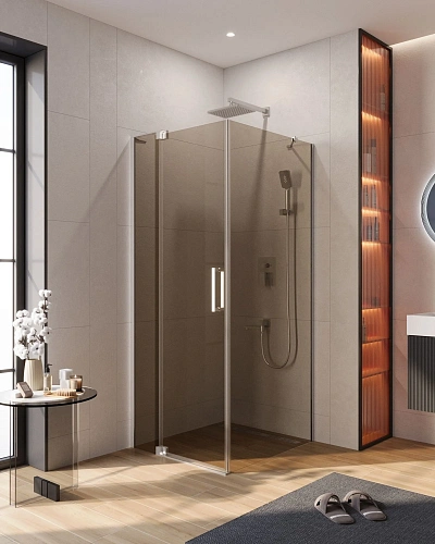 Душевой уголок CEZARES SLIDER-AH-1-90-70/80-BR-Cr 70-80x90см стекло тонированное (бронза), профиль хром Душевой уголок CEZARES SLIDER-AH-1-90-70/80-BR-Cr 70-80x90см стекло тонированное (бронза), профиль хром