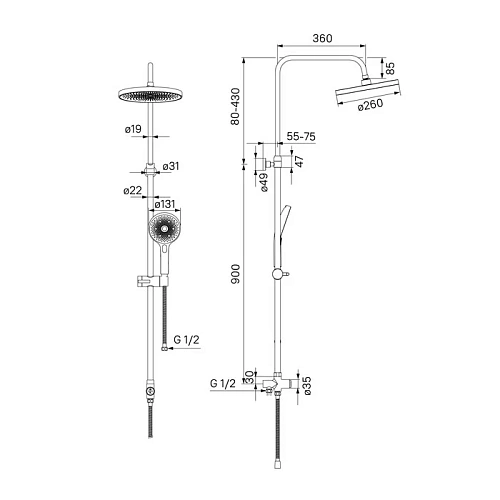 Душевой гарнитур IDDIS SpaHome (SPA3F0Ci76) с верхней лейкой Душевой гарнитур IDDIS SpaHome (SPA3F0Ci76) с верхней лейкой