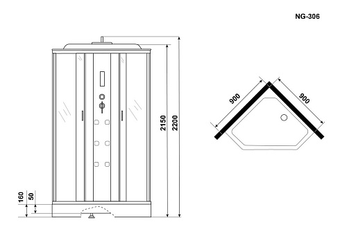 Душевая кабина Niagara Ultra NG-306-01 (900х900х2200) низкий поддон (16см) 3060164 Душевая кабина Niagara Ultra NG-306-01 (900х900х2200) низкий поддон (16см) 3060164