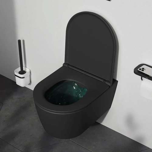 Унитаз подвесной AM.PM Func C8F1700MBSC FlashClean с сиденьем микролифт, черный матовый Унитаз подвесной AM.PM Func C8F1700MBSC FlashClean с сиденьем микролифт, черный матовый