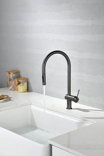 Смеситель для кухни AQUAme Cucina AQM9901GM с выдвижным изливом, металл Смеситель для кухни AQUAme Cucina AQM9901GM с выдвижным изливом, металл