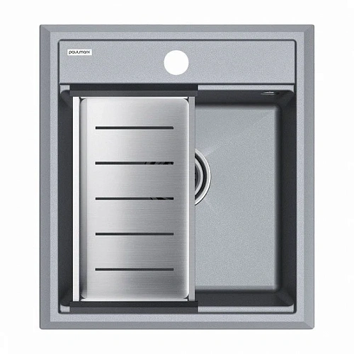 Кухонная мойка Paulmark STEPIA 45 с коландером ADVANCE брашированная PM114651-GRM+A375-BS Кухонная мойка Paulmark STEPIA 45 с коландером ADVANCE брашированная PM114651-GRM+A375-BS