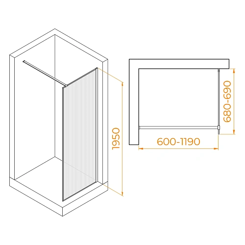 Душевая перегородка RGW Walk In WA-08G 700 мм 06100807-156 золото brush, Easy Clean Душевая перегородка RGW Walk In WA-08G 700 мм 06100807-156 золото brush, Easy Clean