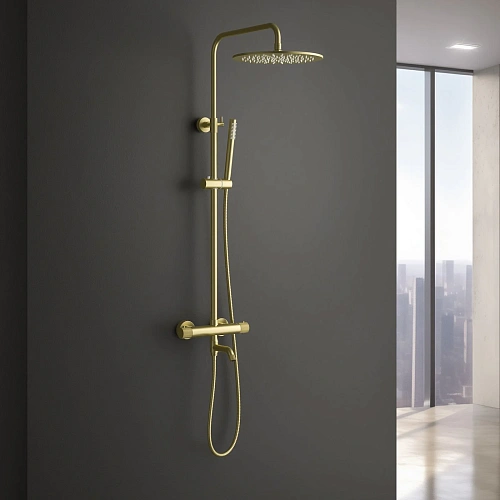 Душевая система Timo Saona SX-2380/17 с термостатом золото матовое Душевая система Timo Saona SX-2380/17 с термостатом золото матовое
