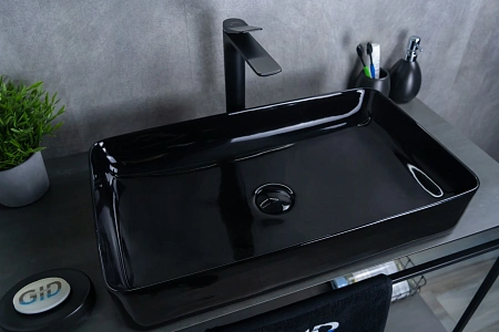 Раковина Gid BL9396 53346 накладная черная глянцевая 60x34x11