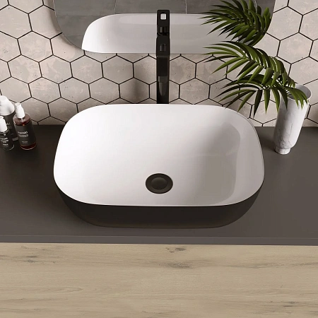 Раковина GROSSMAN Color GR-4041BW (460x320x140) черная белая внутри Раковина GROSSMAN Color GR-4041BW (460x320x140) черная белая внутри