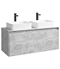 Тумба под раковину AQWELLA Mobi 120см MOB0112BS+MOB0712BS подвесная, бетон светлый