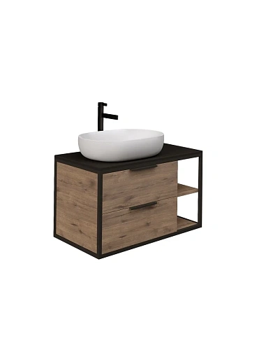 Тумба под раковину GROSSMAN ЛОФТ-90 см веллингтон/металл черный (ум.Модуль-90 крыло справа) подвесная 1090012 Тумба под раковину GROSSMAN ЛОФТ-90 см веллингтон/металл черный (ум.Модуль-90 крыло справа) подвесная 1090012