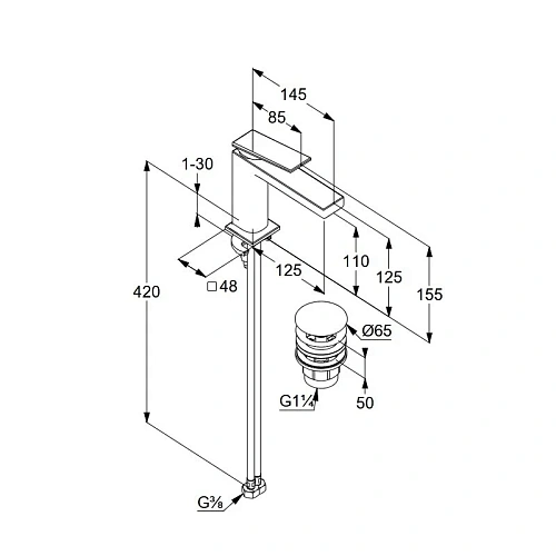 Смеситель для раковины Kludi DECUS 54288N075 брашированное золото Смеситель для раковины Kludi DECUS 54288N075 брашированное золото