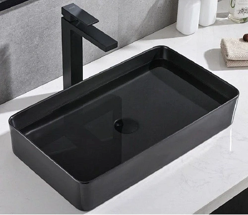 Раковина CeramaLux 9396 MB накладная, черный матовый Раковина CeramaLux 9396 MB накладная, черный матовый