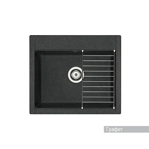 Кухонная мойка Aquaton Делия 60 1A715232LD210 из литого мрамора, прямоугольная, графит Кухонная мойка Aquaton Делия 60 1A715232LD210 из литого мрамора, прямоугольная, графит