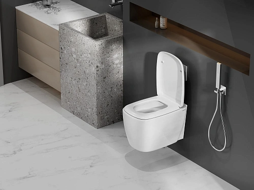 Унитаз подвесной ABBER Rechteck AC1217 белый, безободковый, смыв торнадо Унитаз подвесной ABBER Rechteck AC1217 белый, безободковый, смыв торнадо