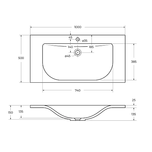 Раковина CEZARES CEZ1000/500-LV-MR белый 1000x500 искусственный камень Раковина CEZARES CEZ1000/500-LV-MR белый 1000x500 искусственный камень