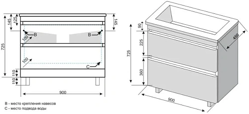 Тумба под раковину Style Line Атлантика 90, Люкс старое дерево, PLUS СС-00002211 Тумба под раковину Style Line Атлантика 90, Люкс старое дерево, PLUS СС-00002211