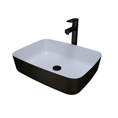 Раковина GROSSMAN Color GR-4043BW (505x390x140) черная белая внутри Раковина GROSSMAN Color GR-4043BW (505x390x140) черная белая внутри