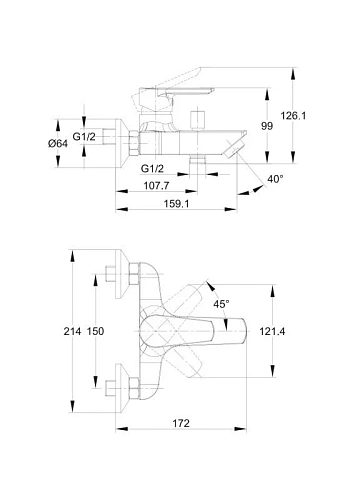 Смеситель для ванны Cersanit VERO (A63061) однорычажный 63061 Смеситель для ванны Cersanit VERO (A63061) однорычажный 63061