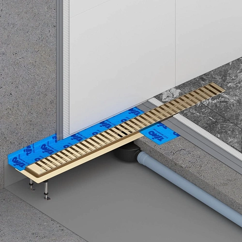 Душевой лоток Timo Drain System 800 с вставкой "lines", Золото матовое Душевой лоток Timo Drain System 800 с вставкой "lines", Золото матовое