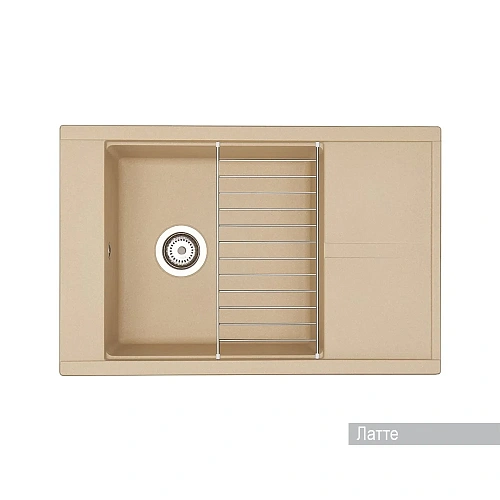 Кухонная мойка Aquaton Делия 78 1A715132DE260 из литого мрамора, прямоугольная, с крылом латте Кухонная мойка Aquaton Делия 78 1A715132DE260 из литого мрамора, прямоугольная, с крылом латте