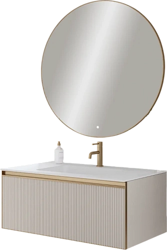 Тумба под раковину Armadi Art QUATRO 1 100CM рифл CASHMERE FUGA профиль MATT GOLD с подсветкой 790-M1-100-CM-RIB-MG-LED Тумба под раковину Armadi Art QUATRO 1 100CM рифл CASHMERE FUGA профиль MATT GOLD с подсветкой 790-M1-100-CM-RIB-MG-LED