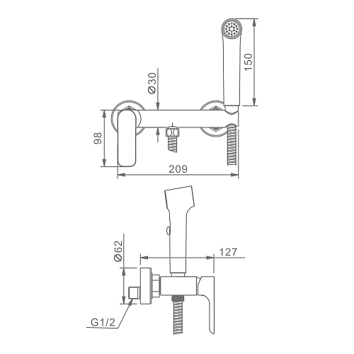 Гигиенический душ Raglo R03.51.06, черный Гигиенический душ Raglo R03.51.06, черный