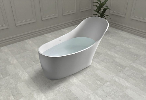 Ванна отдельностоящая ABBER AS9618 169x75 универсальная, белая матовая, искусственный камень Ванна отдельностоящая ABBER AS9618 169x75 универсальная, белая матовая, искусственный камень