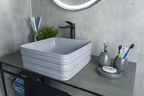 Раковина Gid Gm965 53338 накладная серая матовая 38.5x38.5x13.5 Раковина Gid Gm965 53338 накладная серая матовая 38.5x38.5x13.5