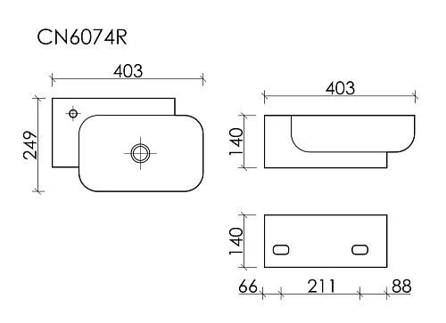 Раковина Ceramica Nova ELEMENT CN6074R белый подвесная Раковина Ceramica Nova ELEMENT CN6074R белый подвесная