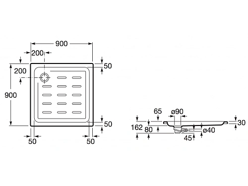 Душевой поддон Roca Easy 900х900 белый, с сифоном 276081000 Душевой поддон Roca Easy 900х900 белый, с сифоном 276081000