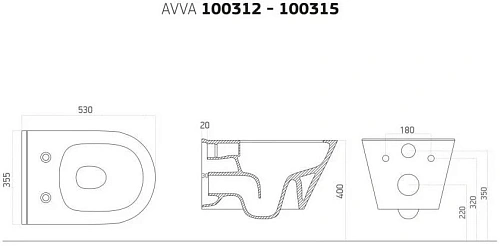 Унитаз подвесной Boheme Avva 972-W белый глянец без сиденья Унитаз подвесной Boheme Avva 972-W белый глянец без сиденья