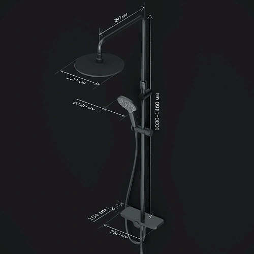 Душевая система AM.PM Like F0780222 верхний душ 220мм, штанга 1030-1460 мм Душевая система AM.PM Like F0780222 верхний душ 220мм, штанга 1030-1460 мм
