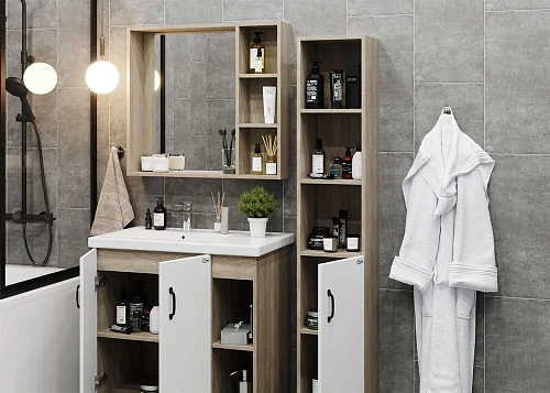 Тумба под раковину Onika ТИМБЕР 80.10 белый мат./дуб сонома 108045 Тумба под раковину Onika ТИМБЕР 80.10 белый мат./дуб сонома 108045