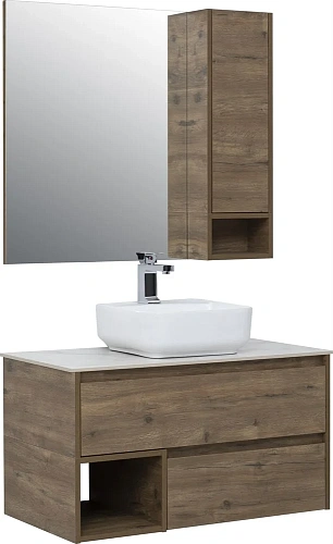 Комплект мебели STWORKI Карлстад 90 дуб рустикальный, простоун беж, в стиле лофт, подвесная, российс 425512 Комплект мебели STWORKI Карлстад 90 дуб рустикальный, простоун беж, в стиле лофт, подвесная, российс 425512