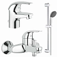 Комплект смесителей GROHE Eco Swift (Смеситель для раковины Смеситель для ванны и душевой гарнитур), 125054 Комплект смесителей GROHE Eco Swift (Смеситель для раковины Смеситель для ванны и душевой гарнитур), 125054