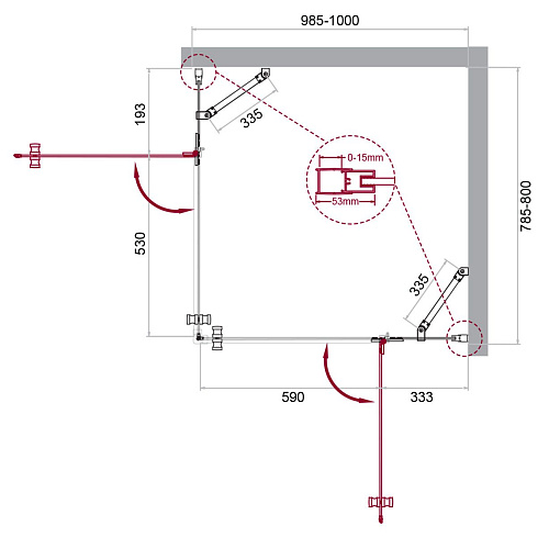 Душевой уголок BelBagno KRAFT-AH-22-100/80-C-Cr-R Душевой уголок BelBagno KRAFT-AH-22-100/80-C-Cr-R