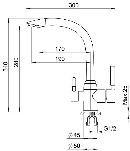 Смеситель для кухни Granula 3167, XРОМ/ШВАРЦ Смеситель для кухни Granula 3167, XРОМ/ШВАРЦ