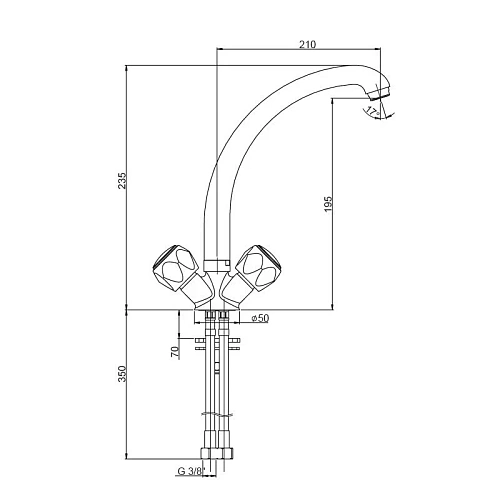 Смеситель для кухни Paini Primavera PRCR6433VEB90 Смеситель для кухни Paini Primavera PRCR6433VEB90