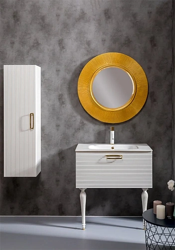 Шкаф-пенал Boheme Linea белый+золото без ножек 845-WG Шкаф-пенал Boheme Linea белый+золото без ножек 845-WG