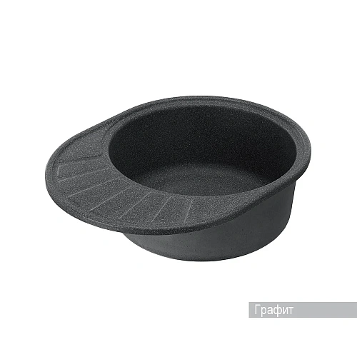 Кухонная мойка Aquaton Чезана 1A711232CS210 из литого мрамора, круглая, с крылом графит Кухонная мойка Aquaton Чезана 1A711232CS210 из литого мрамора, круглая, с крылом графит