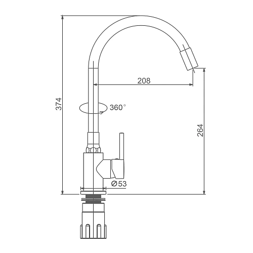 Смеситель для кухни Splenka S201.4406.09 с гибким изливом, графит Смеситель для кухни Splenka S201.4406.09 с гибким изливом, графит