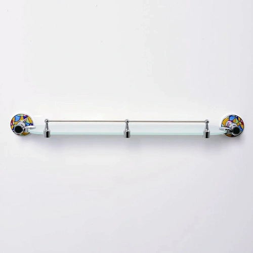 Полка WasserKRAFT Diemel K-2244 стеклянная с бортиком хром Полка WasserKRAFT Diemel K-2244 стеклянная с бортиком хром